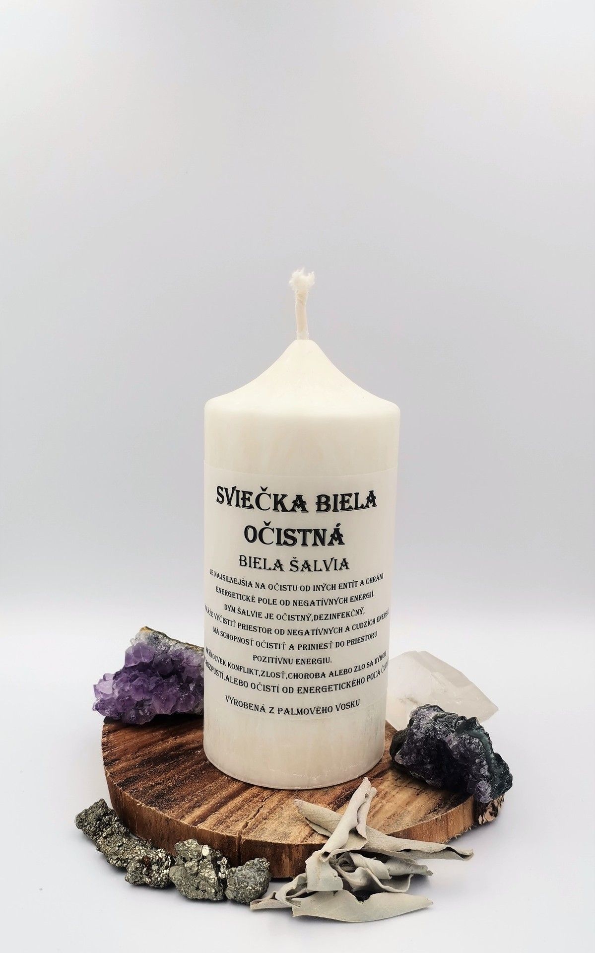 Sviečka - Očistná Biela šalvia  60x200 mm